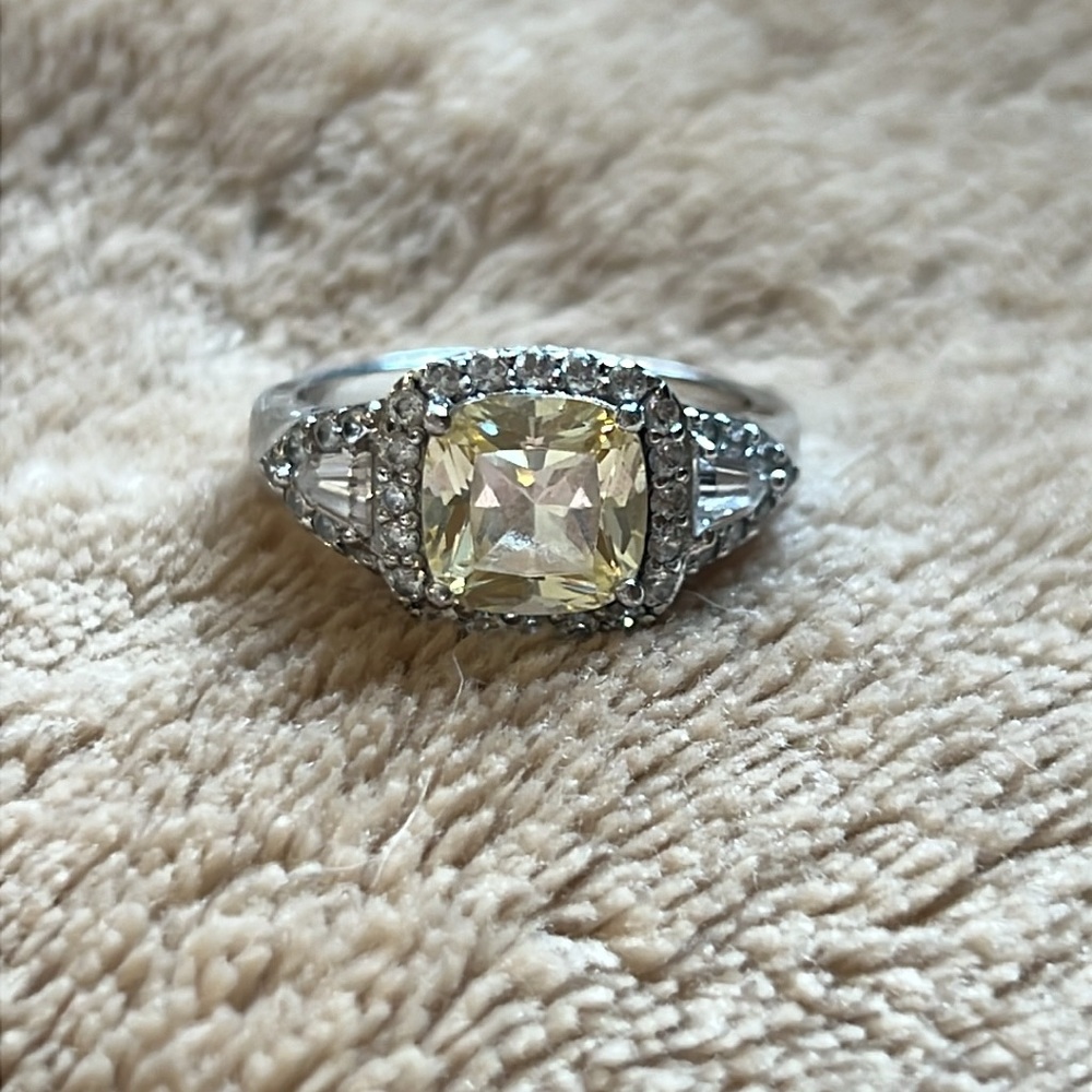 925 Sterling Silver White & Yellow CZ Ring